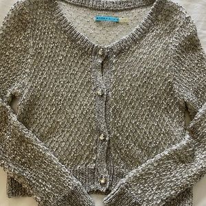 Silver Knit Jewel Button Cardigan